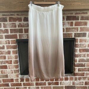 Chico’s Women's Ombre Midi Skirt in White to Tan L/XL